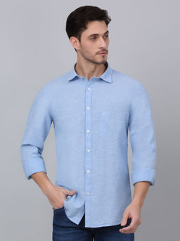 Cantabil - Men Sky Blue Solid Full Sleeve Shirt