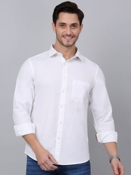Cantabil - Men White Solid Full Sleeve Shirt