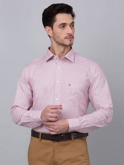 Cantabil - Men Pink Micro Print Formal Full Sleeve Shirt