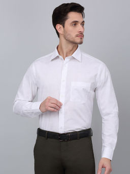 Cantabil - Men White Printed Formal Full Sleeve Shirt