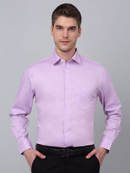 Cantabil - Men Purple Solid Formal Full Sleeve Shirt