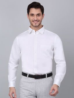 Cantabil - Men White Solid Full Sleeve Shirt