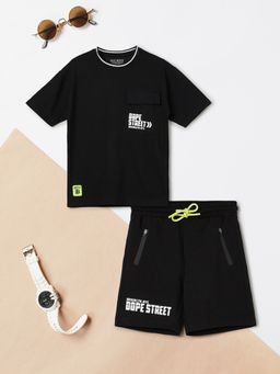 max - Boys Typographic T-Shirt And Shorts Set