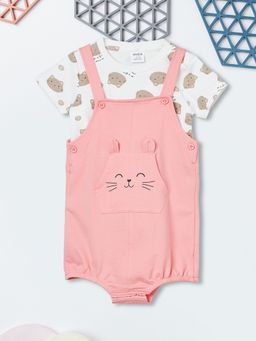 max - Girls Printed Dungaree Set