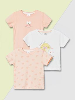 max - Girls Printed T-Shirt (Pack of 3)