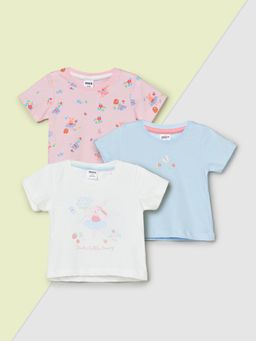 max - Girls Printed T-Shirt (Pack of 3)