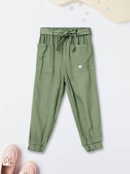 max - Girls Solid Tie Up Waist Joggers