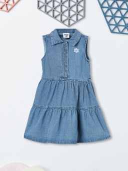 max - Girls Washed Tiered Denim Dress