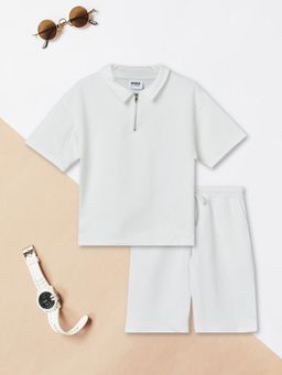 max - Boys Jacquard Polo And Shorts Set