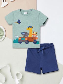 max - Boys Embroidered T-Shirt And T-Shirt with Shorts