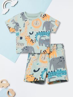 max - Boys Animal Printed T-Shirt with Shorts
