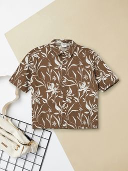 max - Boys Floral Print Oversized Shirt
