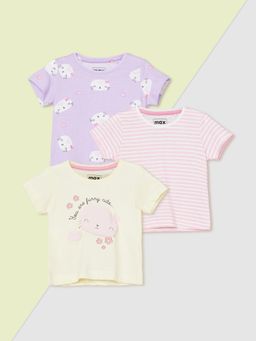 max - Girls Printed T-Shirt (Pack of 3)