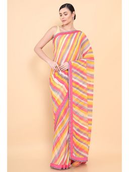 Soch - Women Multi-Color Georgette Stripes Saree with Unstitched Blouse
