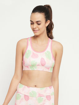 Clovia - Medium Impact Padded Non-Wired Sports Bra with Removable Cups Pink