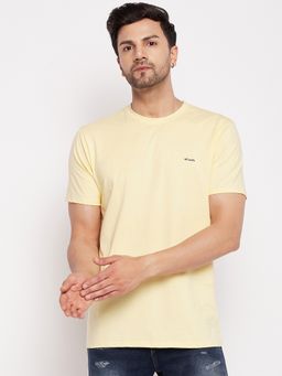98 Degree North - Mens Cotton Lycra Yellow Round T-Shirt