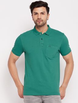 98 Degree North - Mens Cotton Lycra Green Polo Neck T-Shirt