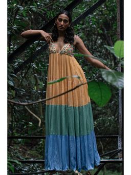 Nirmooha - Multi-Colour Tired A-Line Maxi Dress