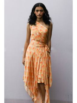 Nirmooha - Geometric Printed Satin Drape Dress