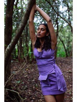 Nirmooha - Lavender Bodycon with Denim Stitch Detailing