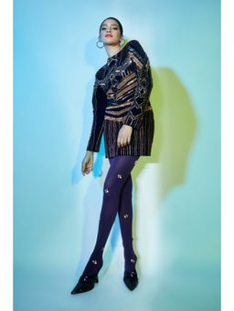 Nirmooha - Velvet Geometric Bodycon Dress