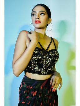 Nirmooha - Charcoal Black Embroidered Corset