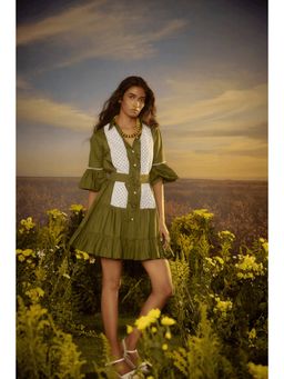 Nirmooha - Cafe Comfort Green Collar Dress