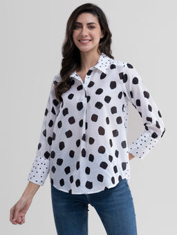Pink Fort - Polka Print Play Shirt - White