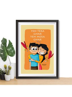 Happywagon - Yeh Tera Ghar Yeh Mera Ghar Wall Art A5 Framed