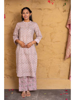 NAVYAS FASHION - Beige Liliac Floral Printed Kurta (Set of 2)