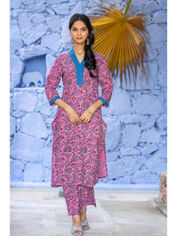 NAVYAS FASHION - Bagru Pink Cotton Kurta (Set of 2)