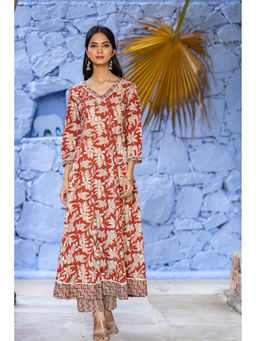 NAVYAS FASHION - Bagru Block Printed Anarkali Kurta (Set of 2)