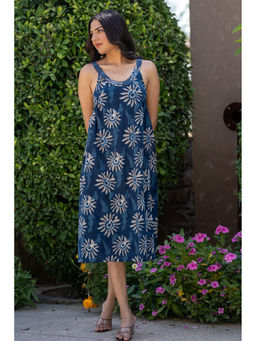 NAVYAS FASHION - Indigo Bagru Knee Length Dress