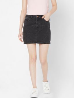 Spykar - Black Cotton Relaxed Fit Skirt for Women