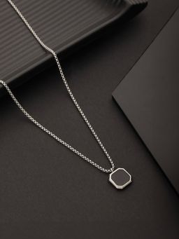 Aatmana - Men Silver-Plated Chain Necklace and Black Pendant