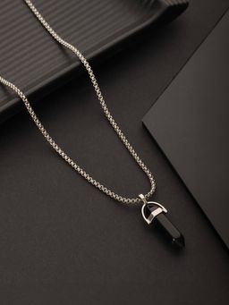 Aatmana - Men Silver-Plated Black Pendant Necklace