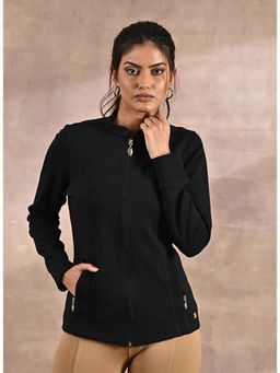 Lakshita - Women Black Long-Sleeve Jacket with Decorative Cuts
