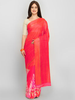 Stylee LIFESTYLE - Pink Fuchsia Kota Silk Printed Saree