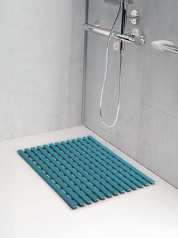 OBSESSIONS - Teal Stripe Anti-Skid PVC Shower Mat
