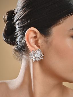 Fida - Silver Cocktail Party American Diamond Elegant Women Stud Earrings