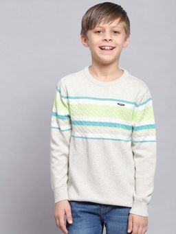 Monte Carlo - Boys Grey Pure Cotton Full Sleeves Sweater