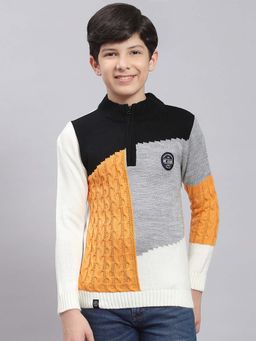 Monte Carlo - Boys Multi-Color Pure Cotton Full Sleeves Sweater