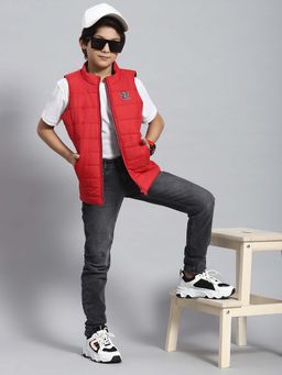 Monte Carlo - Boys Red Polyester Blend Sleeveless Jacket