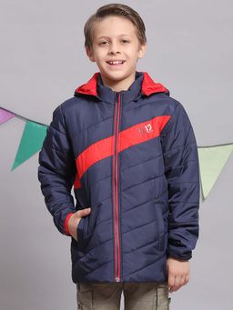 Monte Carlo - Boys Navy Blue Polyester Blend Full Sleeves Jacket