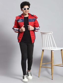 Monte Carlo - Boys Red Polyester Blend Full Sleeves Jacket