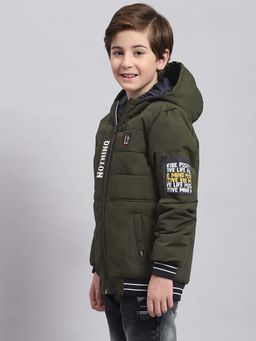 Monte Carlo - Boys Olive Polyester Blend Full Sleeves Jacket