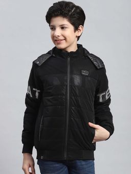 Monte Carlo - Boys Black Polyester Blend Full Sleeves Jacket