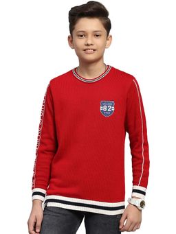 Monte Carlo - Boys Red Pure Cotton Full Sleeves Sweater