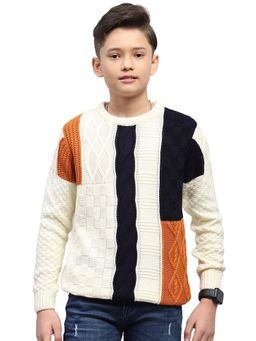 Monte Carlo - Boys White Acrylic Full Sleeves Sweater