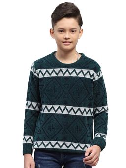 Monte Carlo - Boys Green Blended Full Sleeves Sweater
